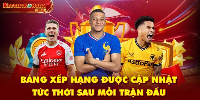 Bảng Xếp Hạng Được Cập Nhật Tức Thời Sau Mỗi Trận Đấu